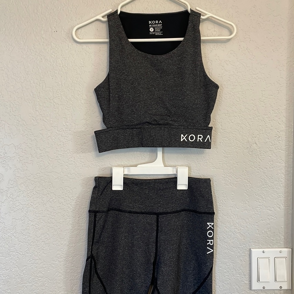 Kora Fitness (Acta Wear) Dark Grey Yoga Leggings & Sports Bra Set